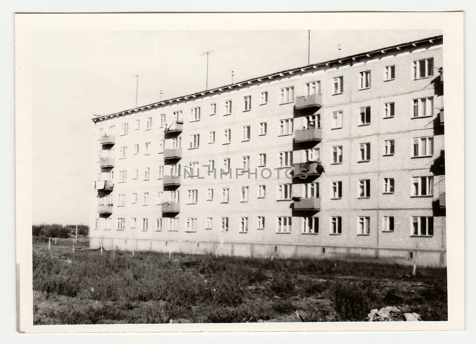 USSR - CIRCA 1970s: Vintage photo shows block of flats in USSR.