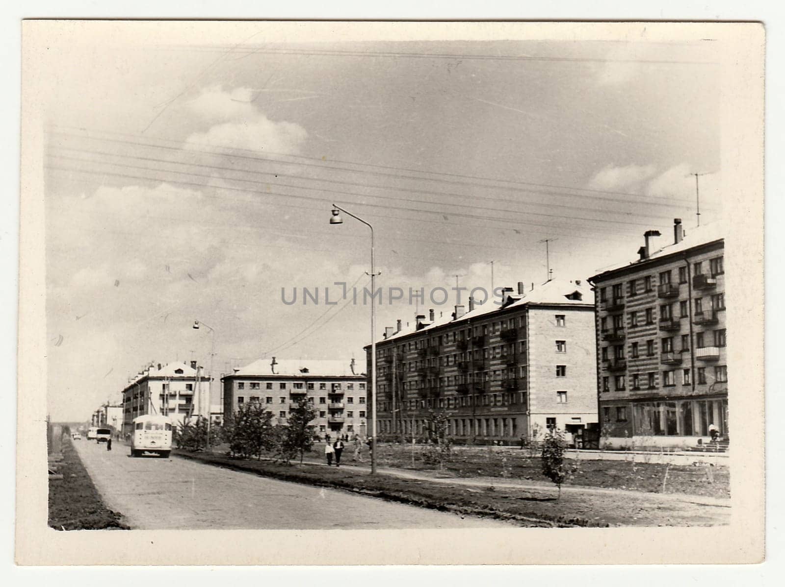 USSR - CIRCA 1970s: Vintage photo shows blocks of flats in USSR.