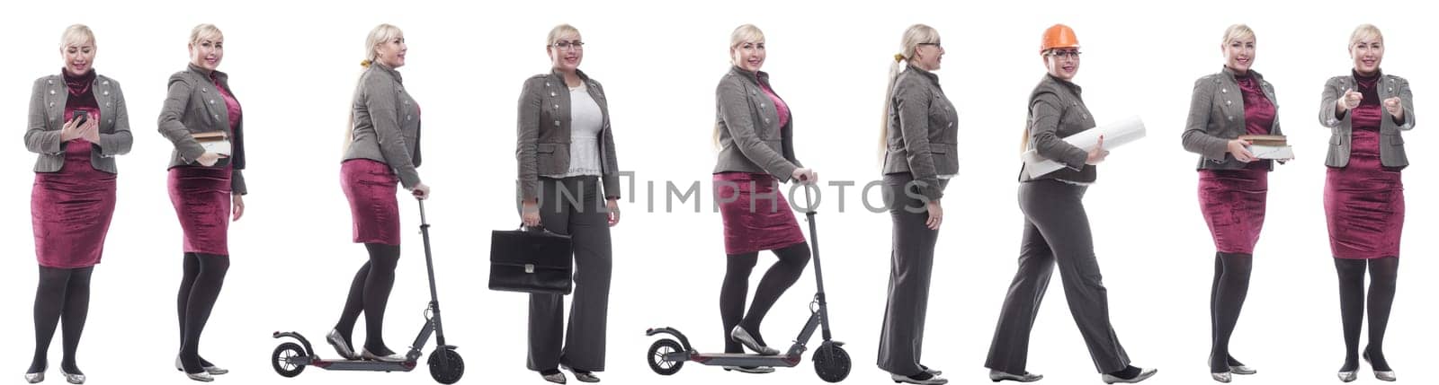 set of images of a woman in full growth. displays many concepts