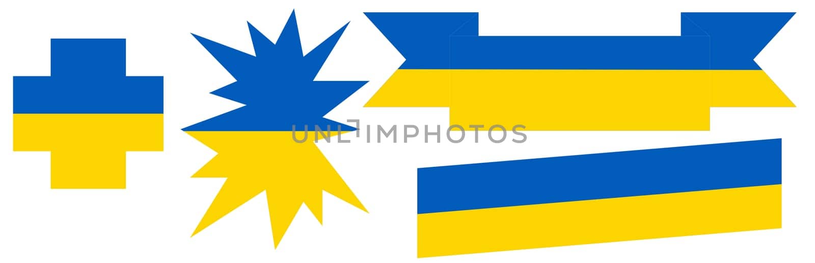 A cross dressed in the national colors of Ukraine. A country in the east of Europe.