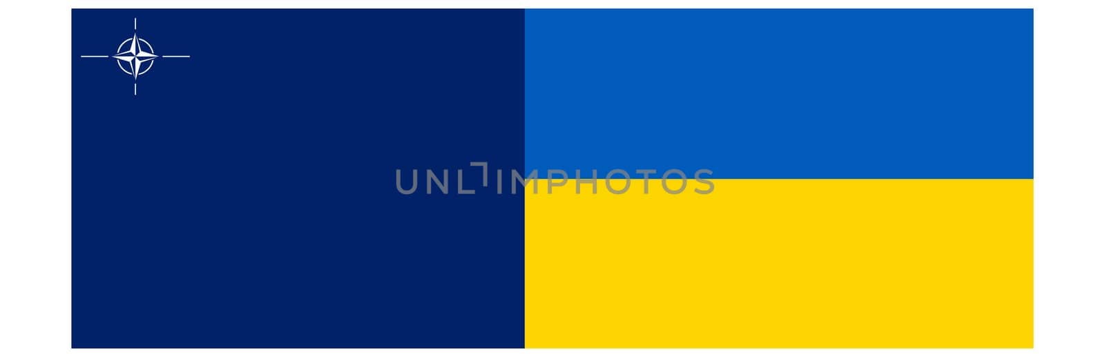 Combined two flags into one. The flag and graphic logo of the NATO alliance and the national colors of Ukraine.