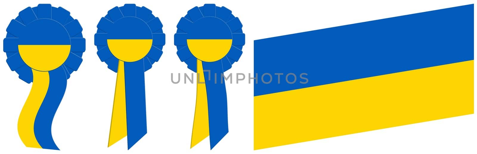 A drawn kotylion with ribbons entwined in the national brawn of Ukraine. A country in the east of Europe.