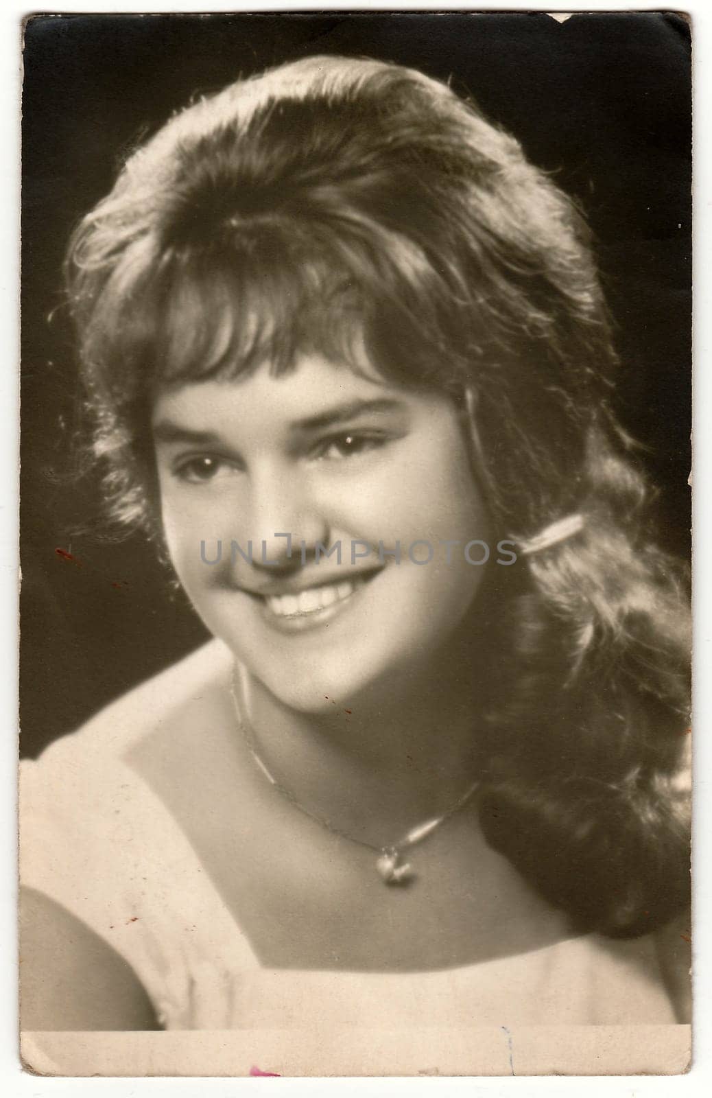 THE CZECHOSLOVAK SOCIALIST REPUBLIC - CIRCA 1960: Vintage photo shows young woman.