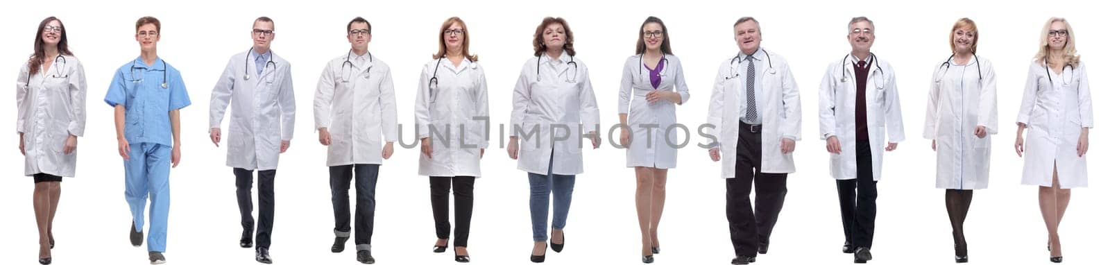 group of doctors in motion isolated on white by asdf