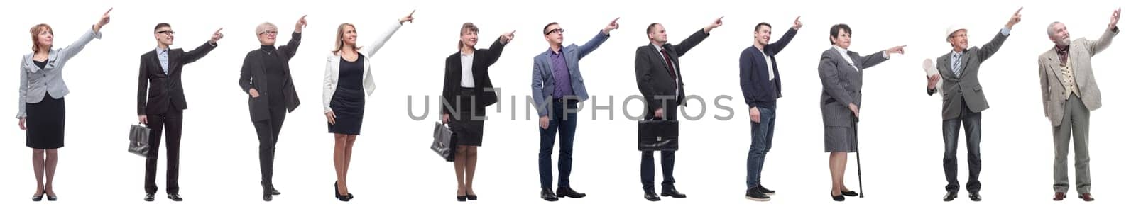 group of business people showing thumbs up isolated on white background