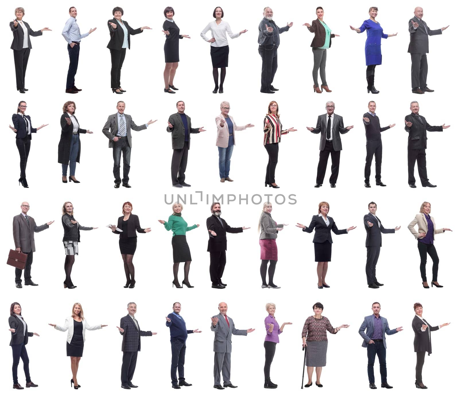 group of successful business people isolated on white background