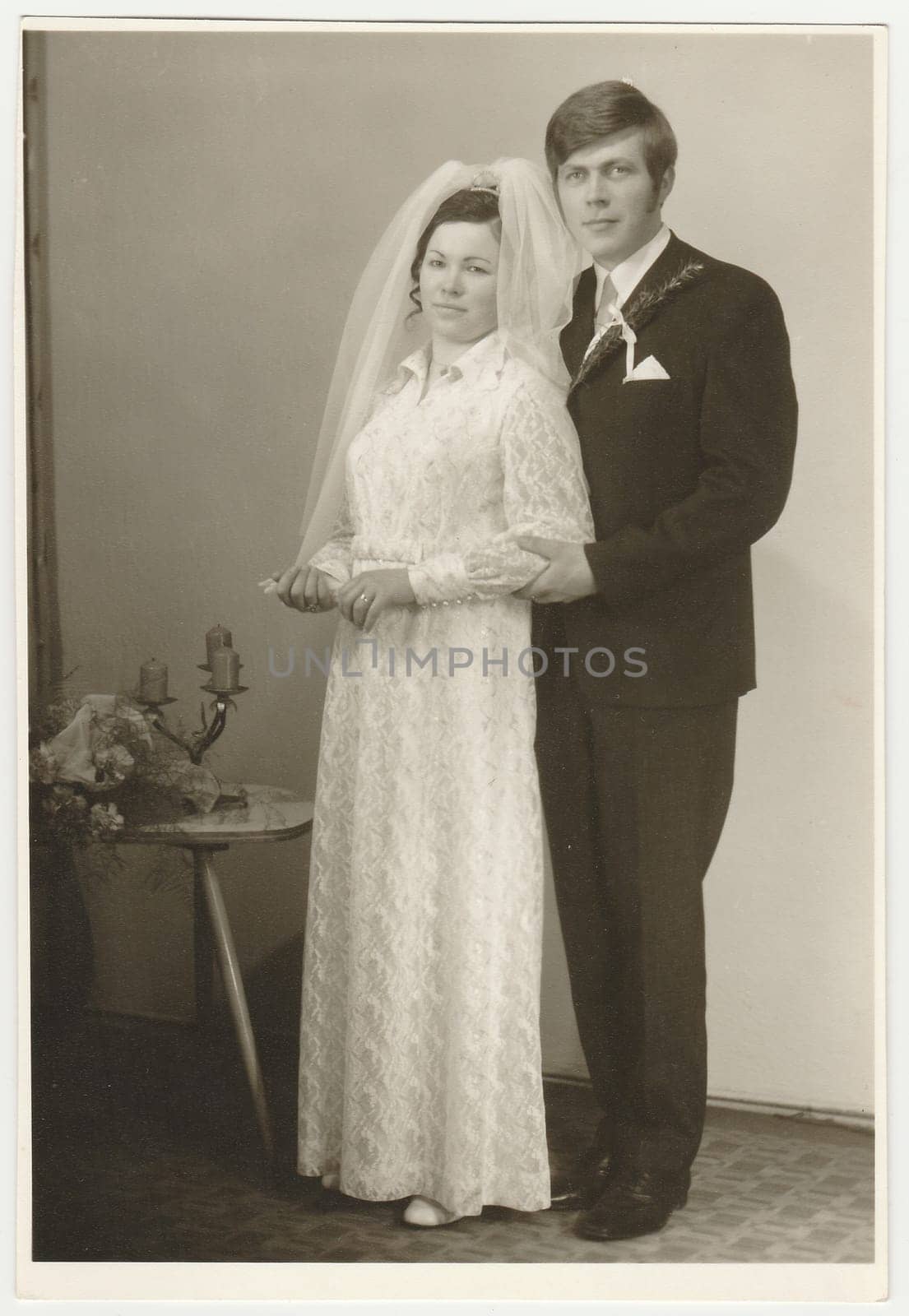 Vintage photo of newlyweds. by roman_nerud