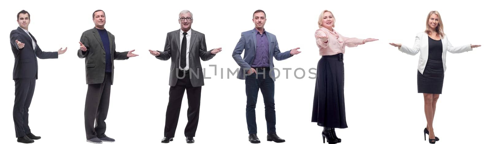 group of successful business people isolated on white background