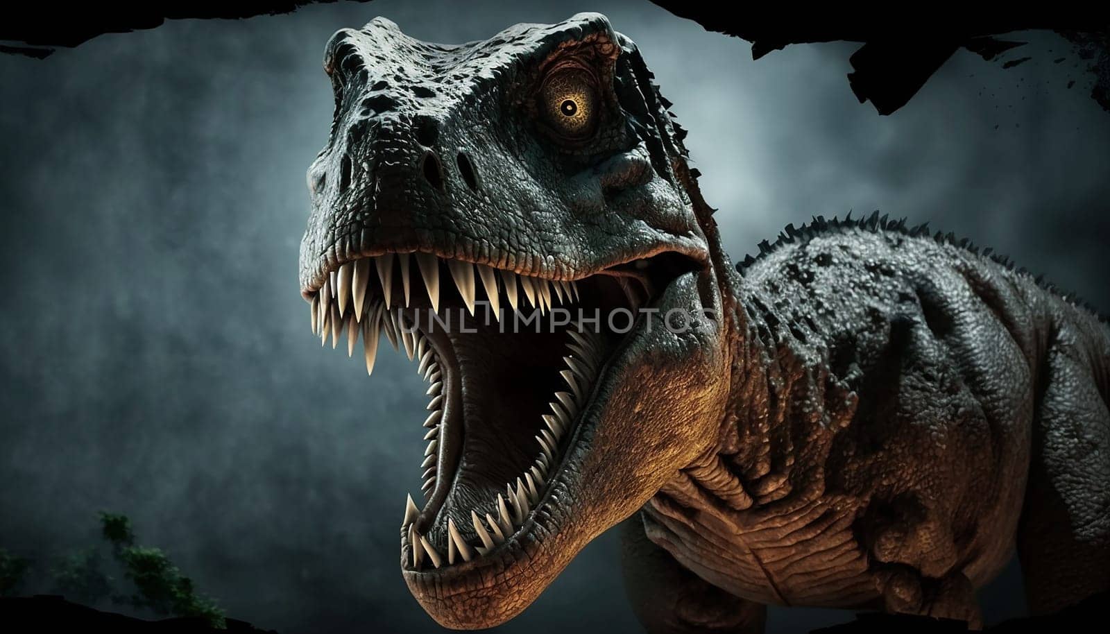 The head of dinosaur in the dark background by milastokerpro