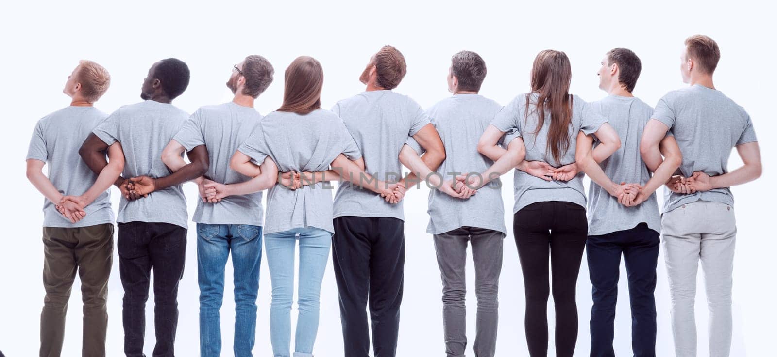 rear view. a large group of motivated young people. isolated on white background