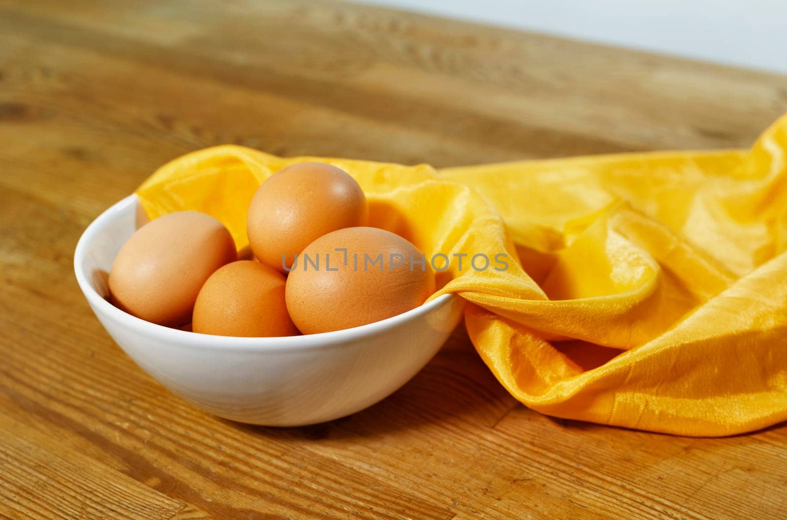  Chicken eggs in white bowl on wooden table  , preparing food , 