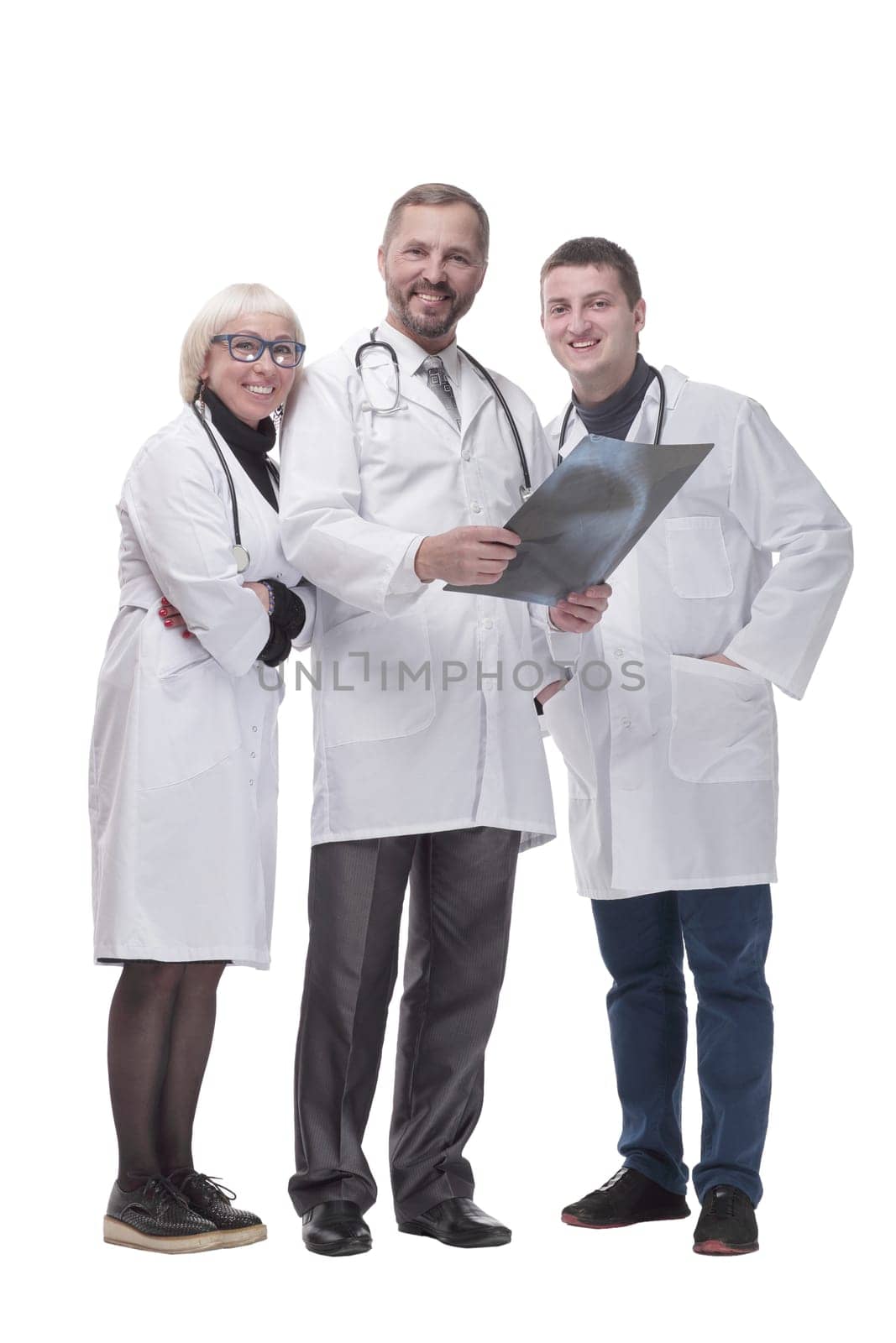 in full growth. group of qualified medical colleagues. isolated on a white background.