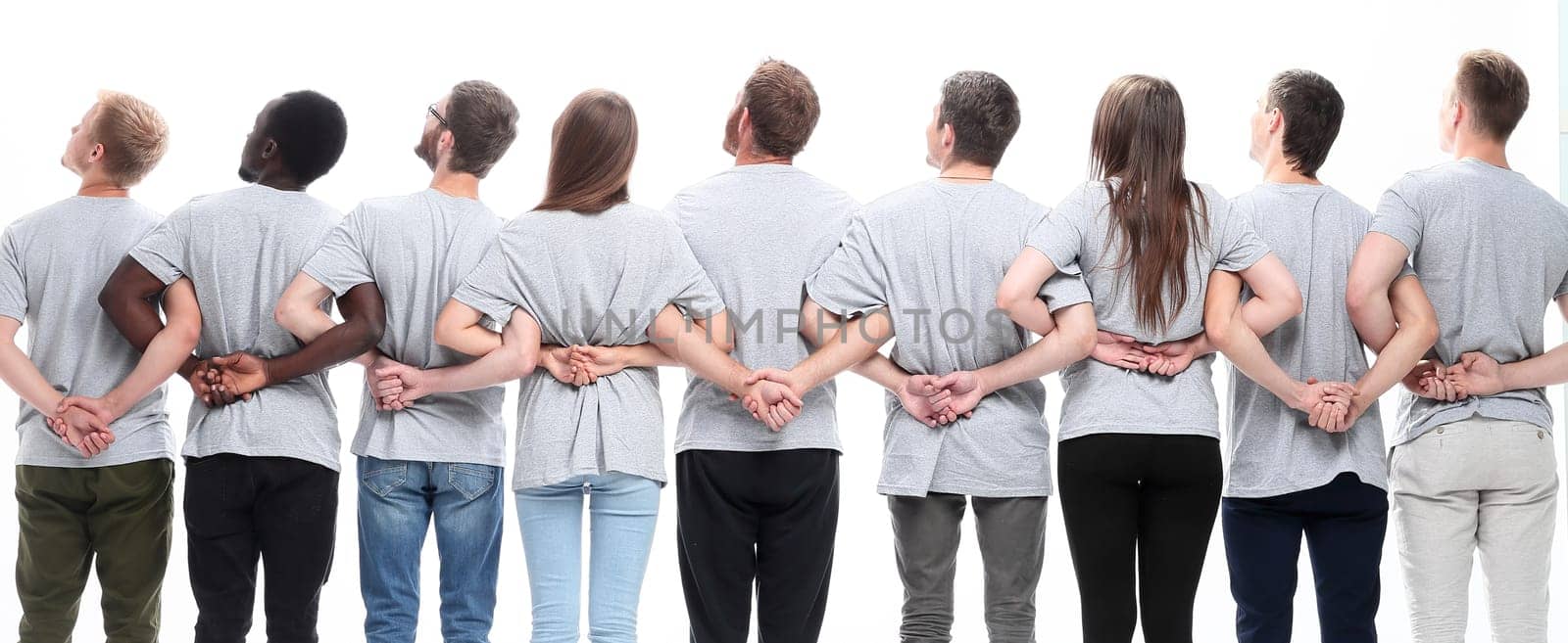 rear view. a large group of motivated young people. isolated on white background
