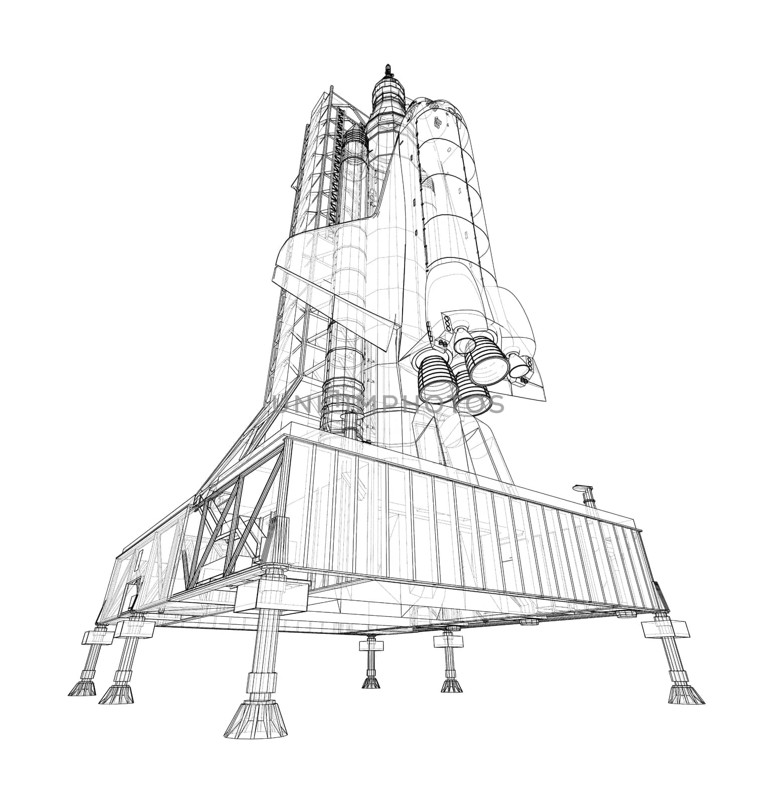 Space Rocket on launch pad by cherezoff