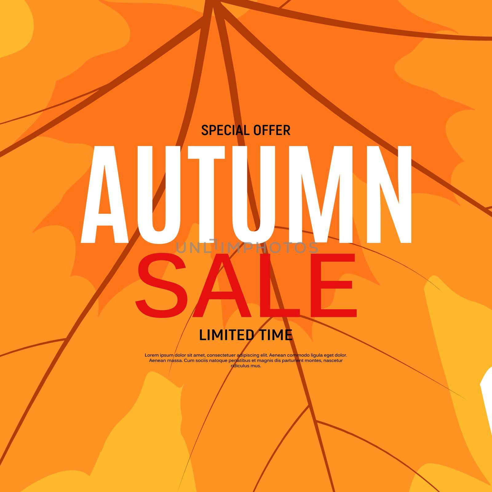 Shiny Autumn Leaves Sale Banner. Business Discount Card. Vector Illustration EPS10