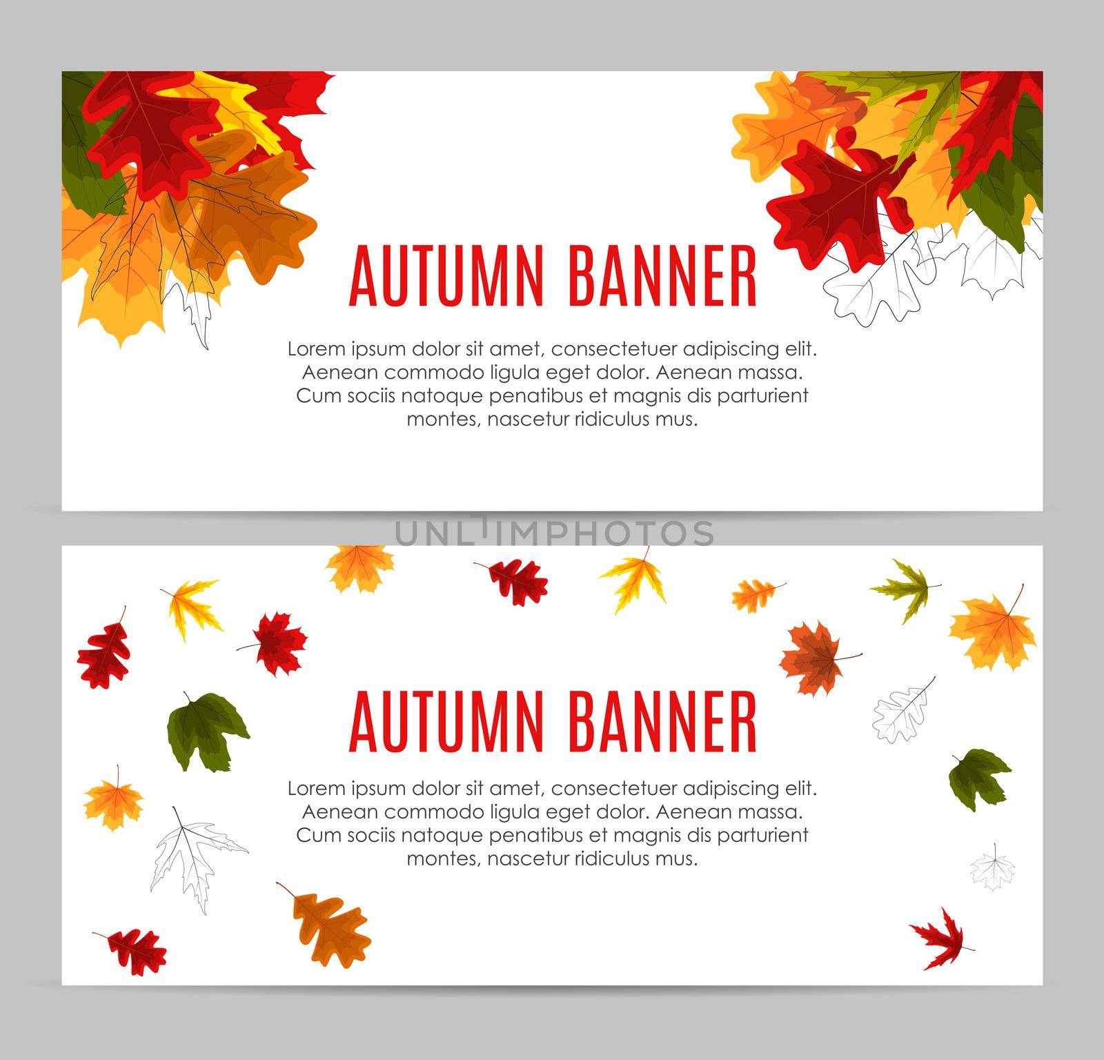 Shiny Autumn Leaves Banner. Business Discount Card. Vector Illustration EPS10