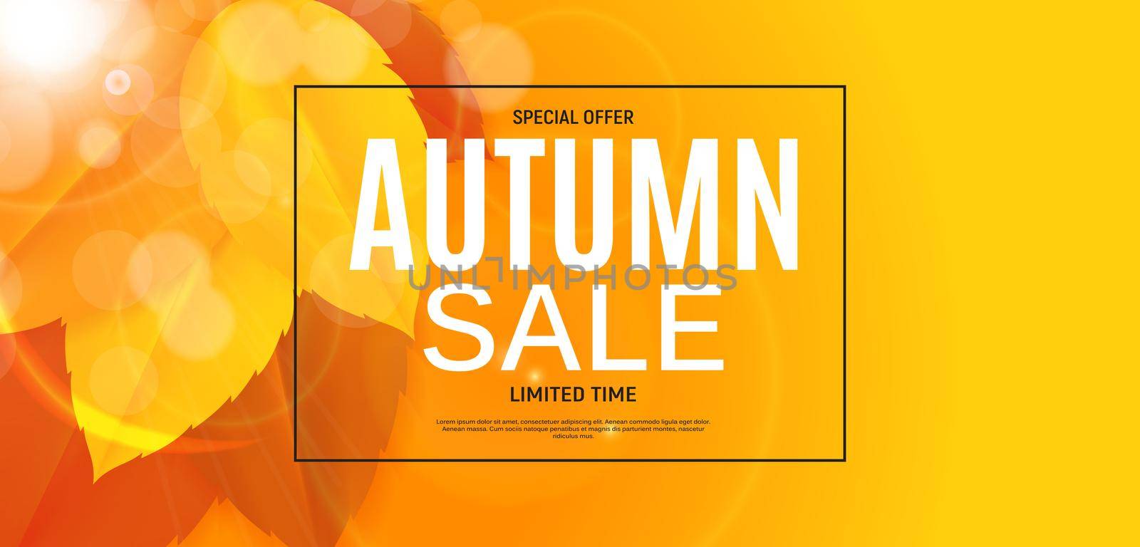 Shiny Autumn Leaves Sale Banner. Business Discount Card. Vector Illustration by yganko