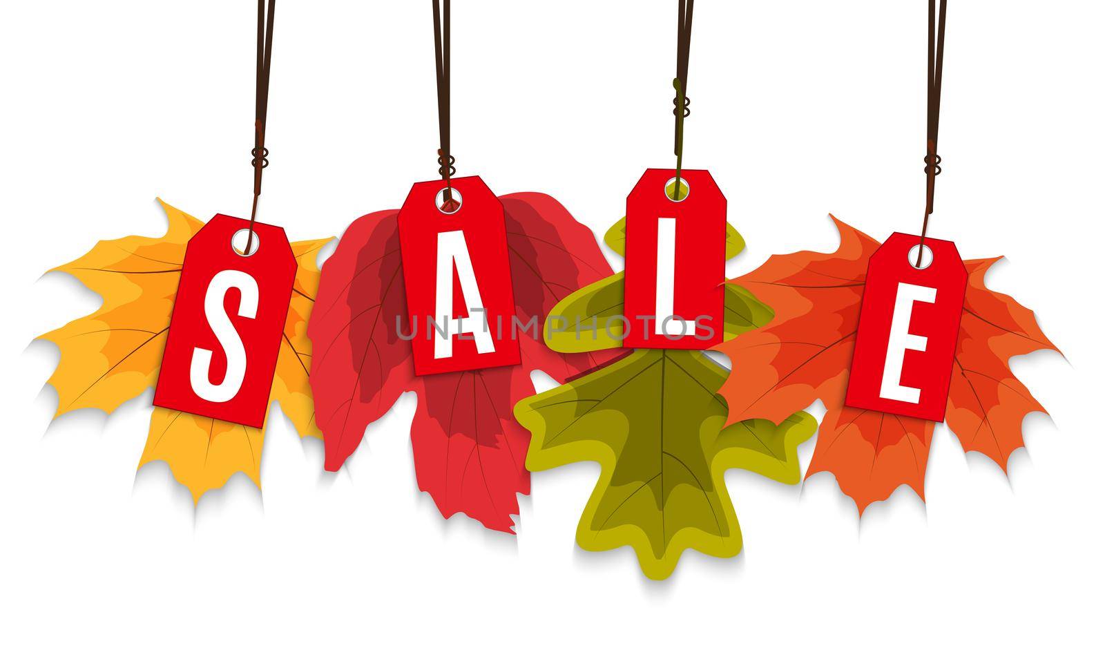 Shiny Autumn Leaves Sale Banner. Business Discount Card. Vector Illustration EPS10