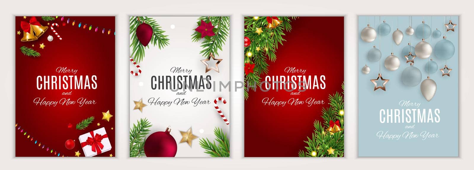 Merry Christmas and Happy New Year posters set. Vector illustration. EPS10