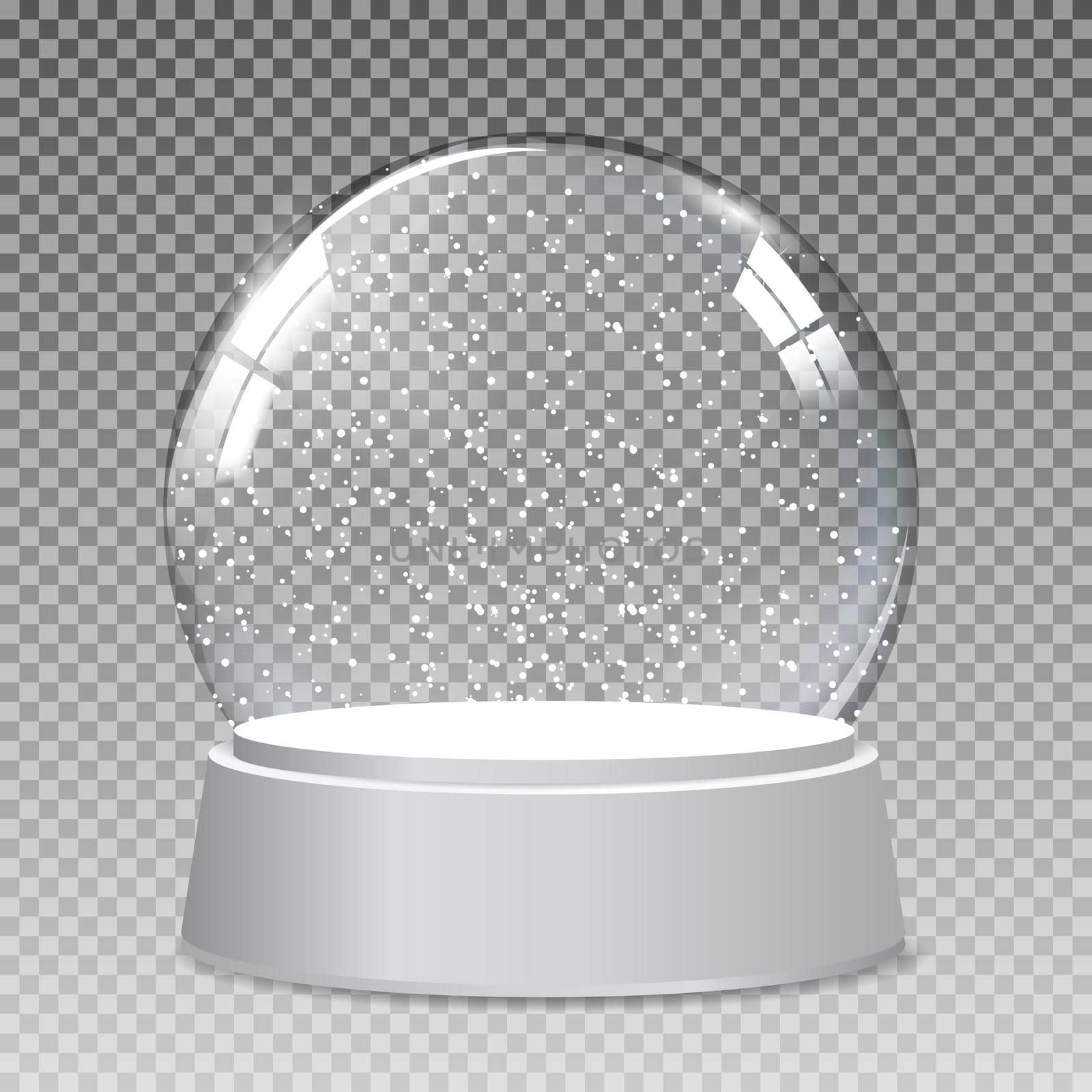 Snow realistic transparent glass globe for Christmas and New Year gift.Vector Illustration EPS10