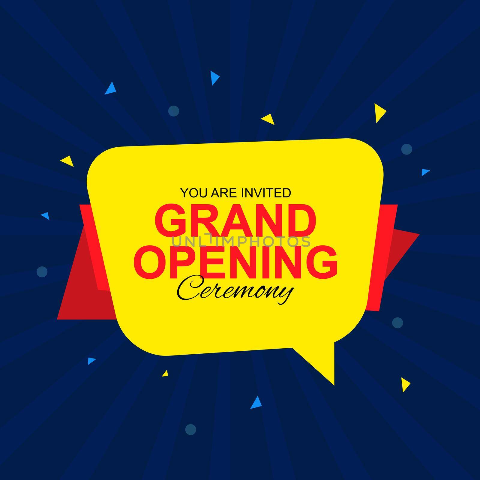 Grand Opening Card with Speech Bubble. Vector Illustration by yganko