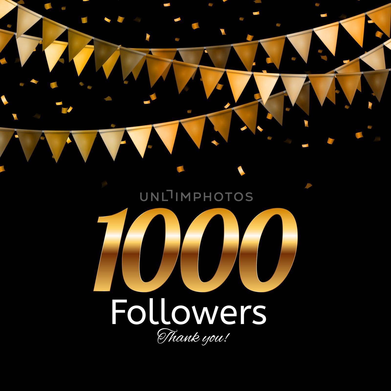 1000 Followers. Thank you. Vector Illustration Background by yganko