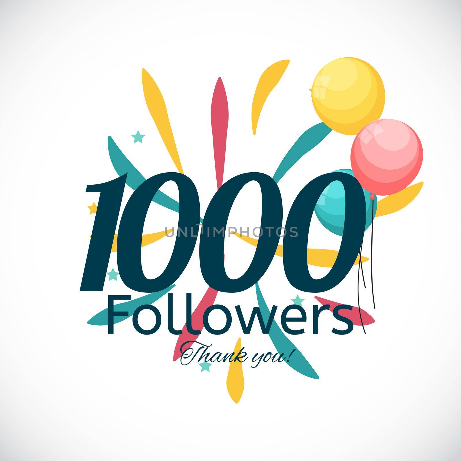 1000 Followers. Thank you. Vector Illustration Background by yganko