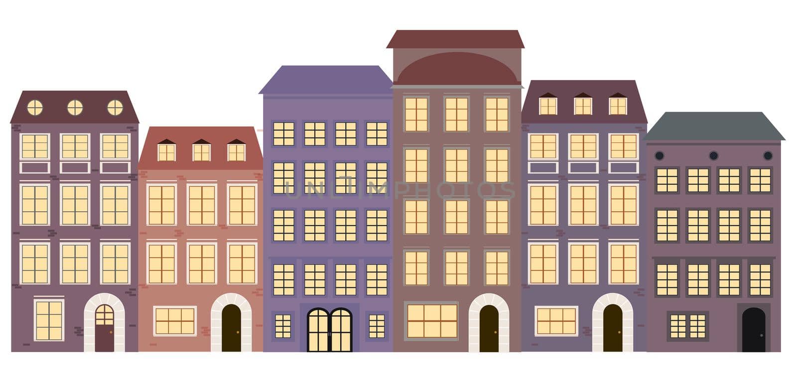 Little Town in retro Style. Vector Illustration by yganko