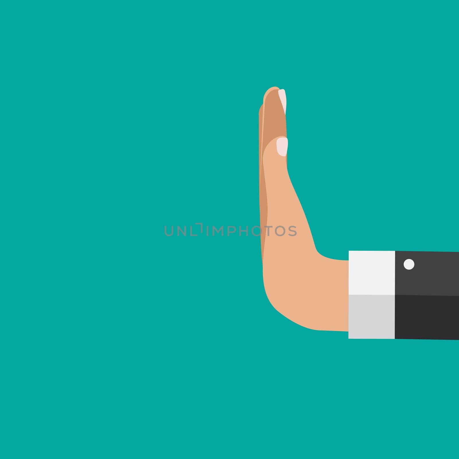 Refuse hand sign in flat style. Vector Illustration EPS10