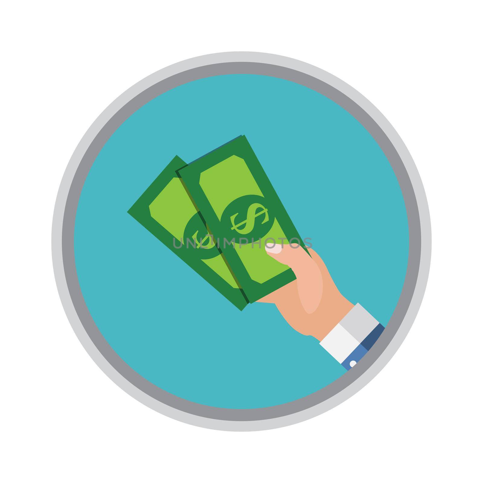 Hand holds money. Modern flat design graphics for web sites infographics. Vector illustration by yganko