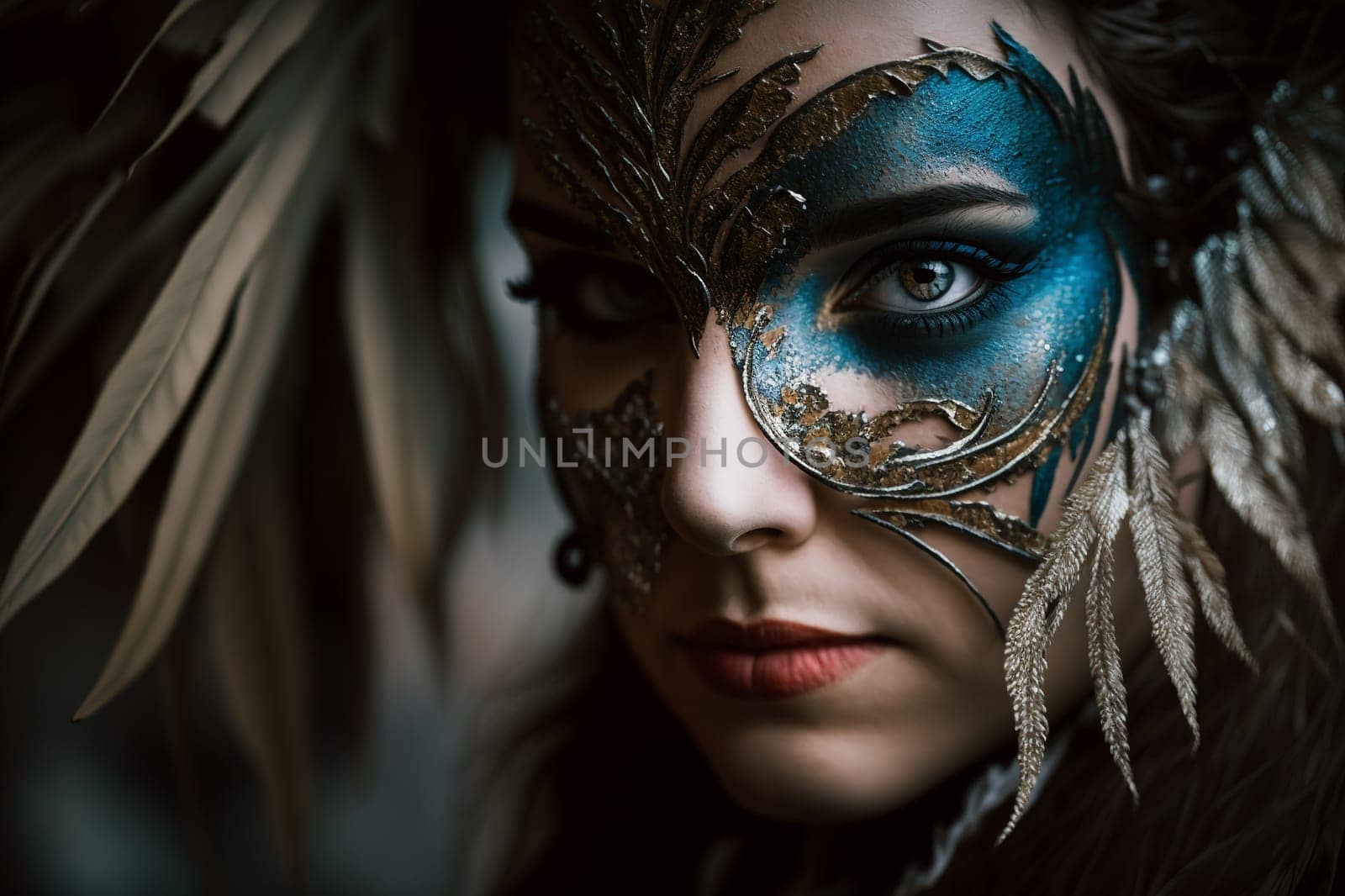 Carnival party festival mask. Colourful mardi gras beads, confetti, feathers. Popular Event in Brazil. Festive Mood.entertainment luxury . Generative AI