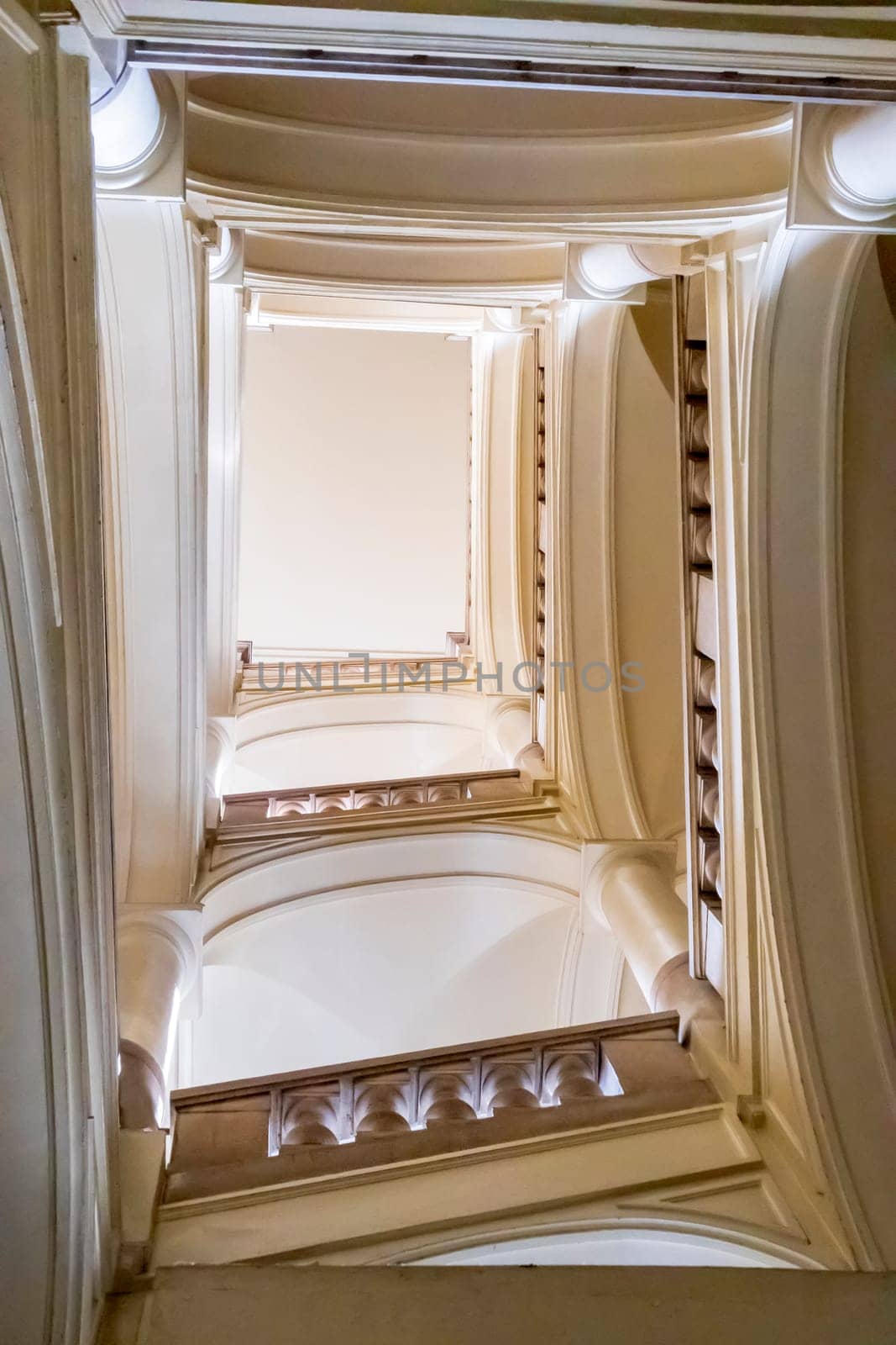 View of the staircase in the tower. Vertical view