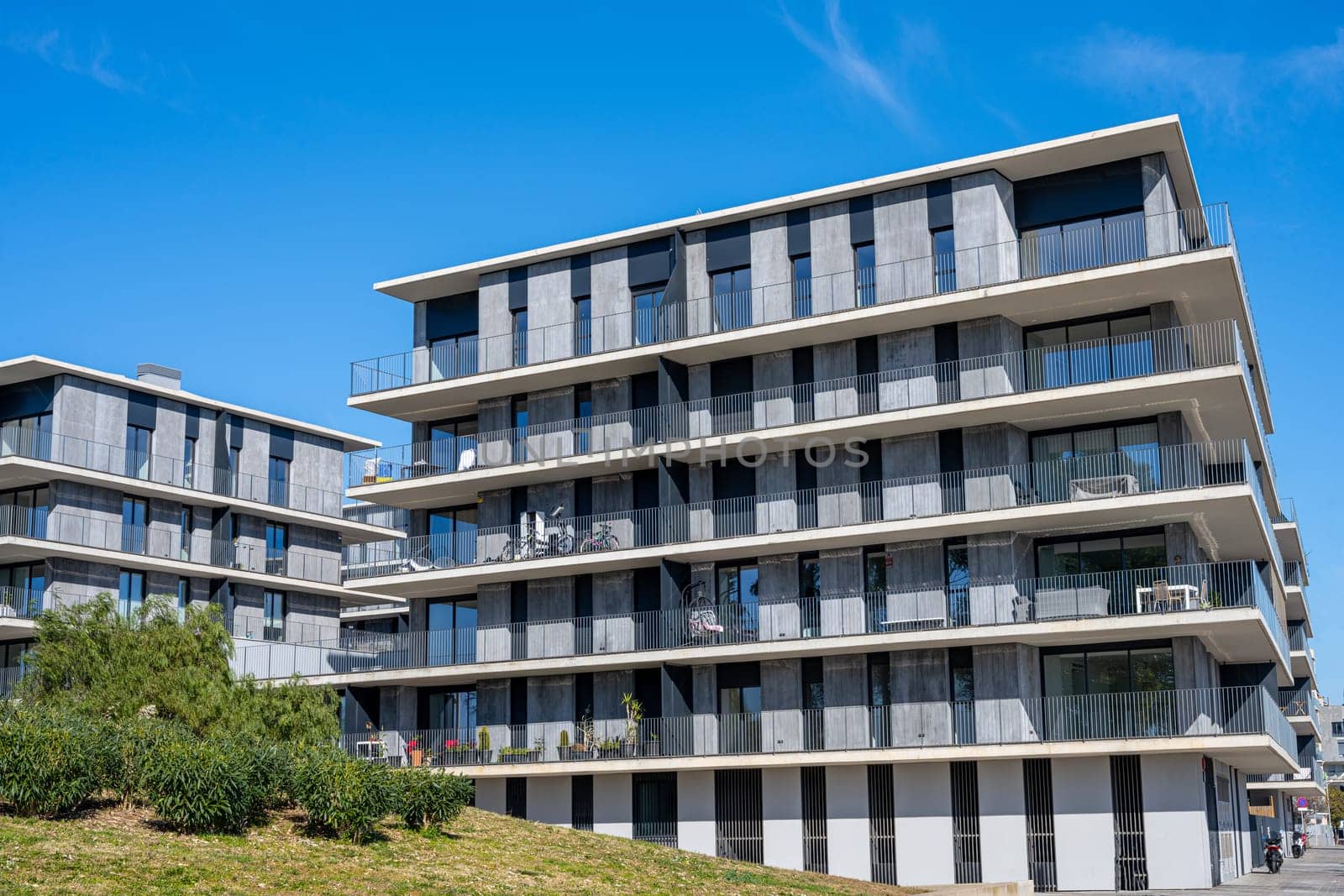 New apartment buildings in a housing development area in Badalona, Spain