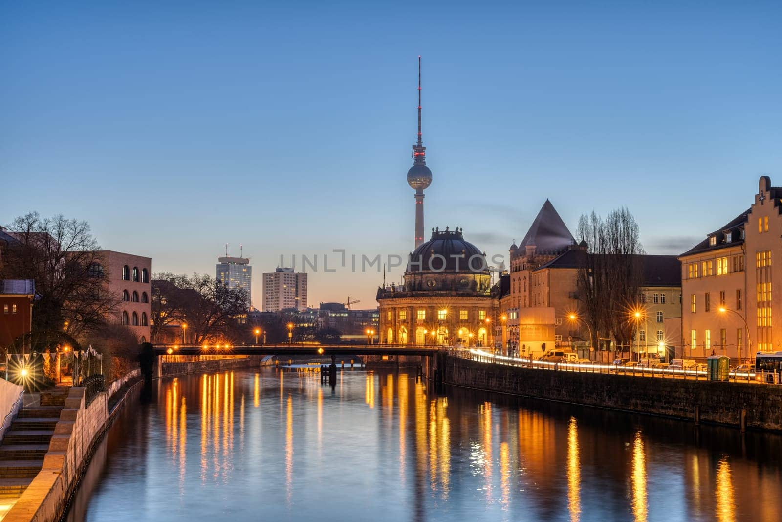 The Spree river, the Bode-Museum and the TV Tower by elxeneize