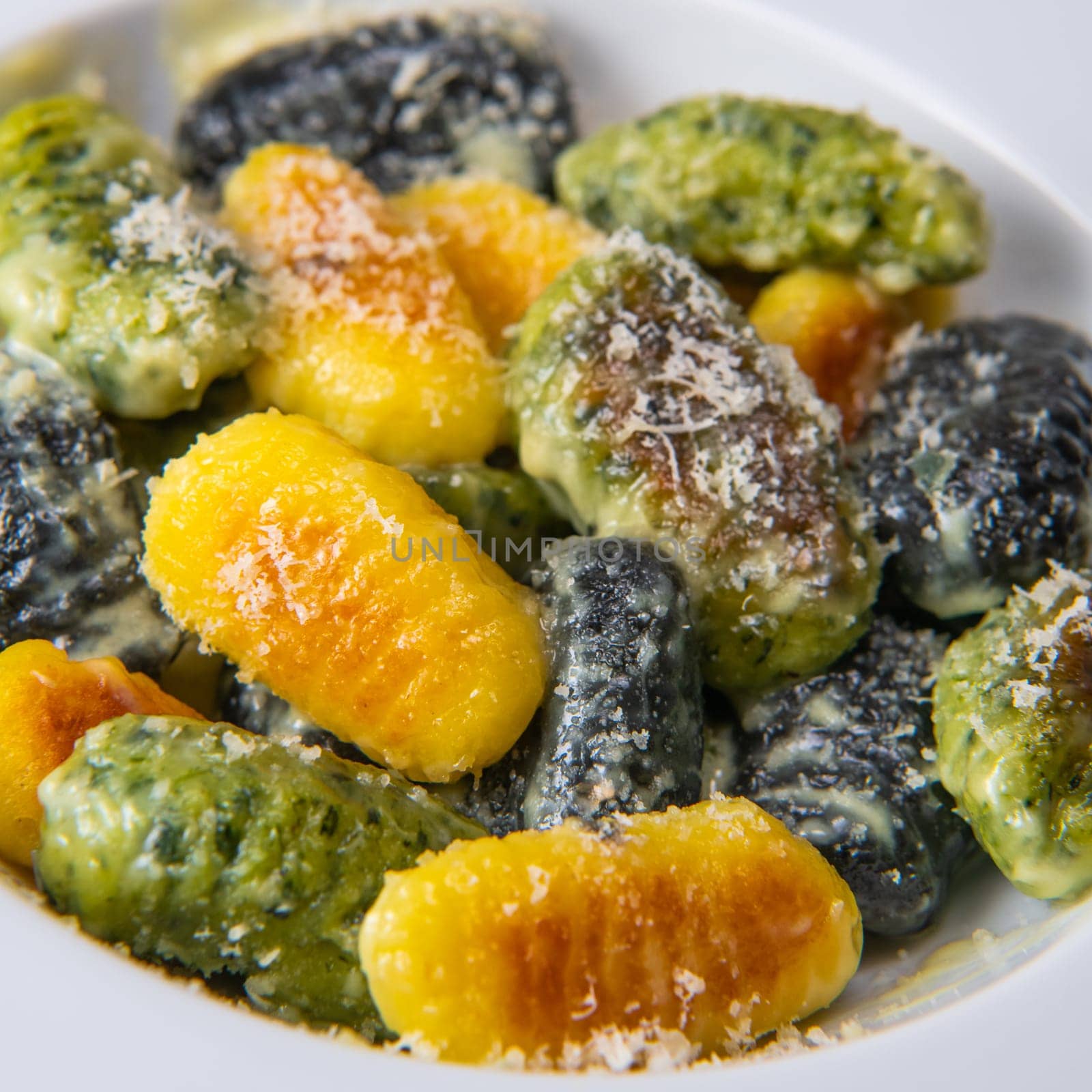 Multicoloured gnocci potato peru italian food, Homemade, High quality photo