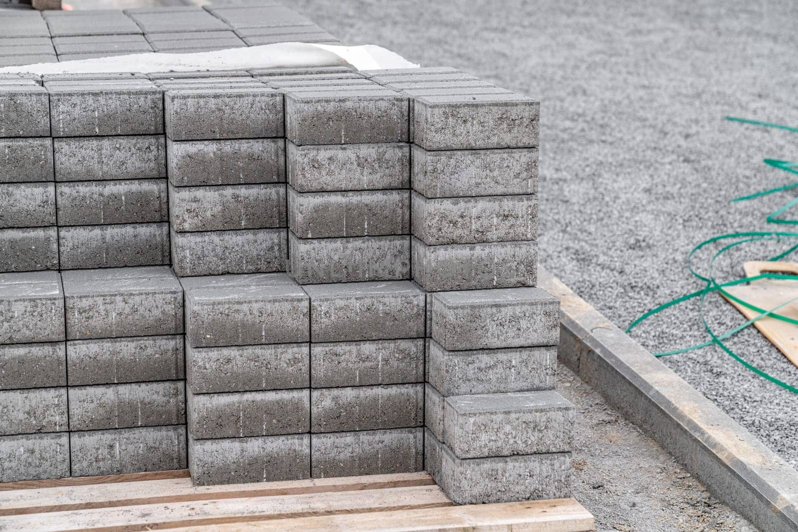 concrete blocks for the construction of sidewalks and roads.
