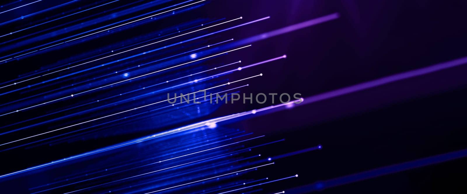 Panoramic LED lights connected by dots, fast concept data communication connection by fibers by ImagesRouges