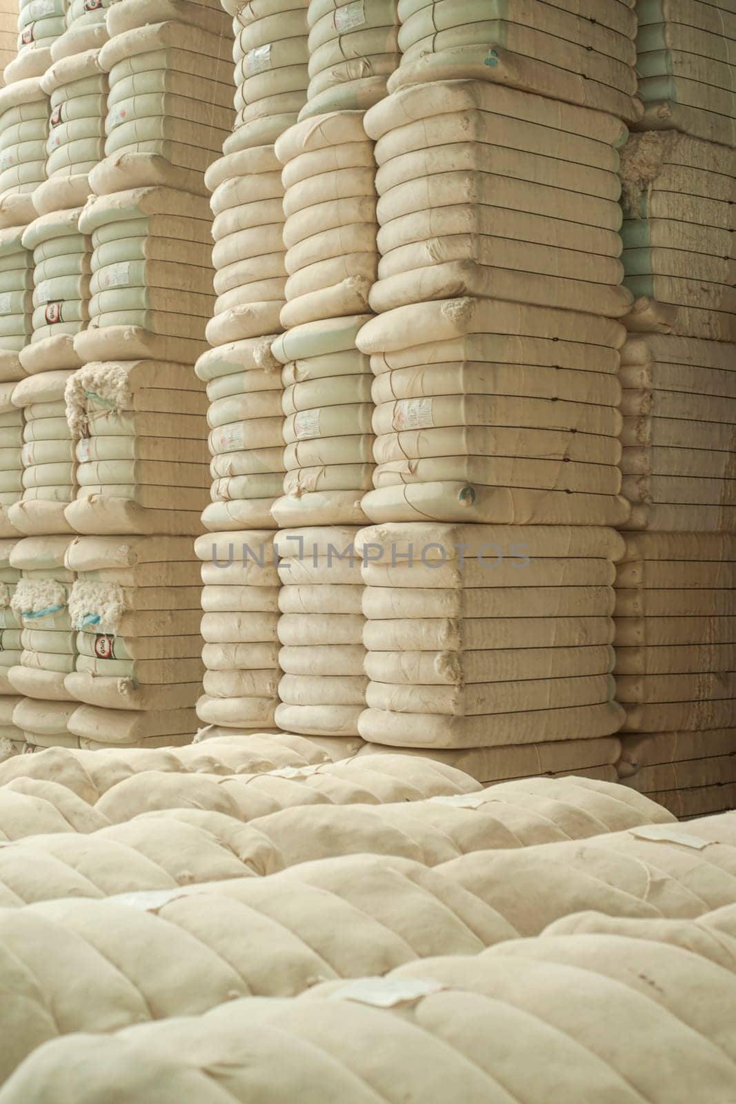 Store cotton bales. High quality photo