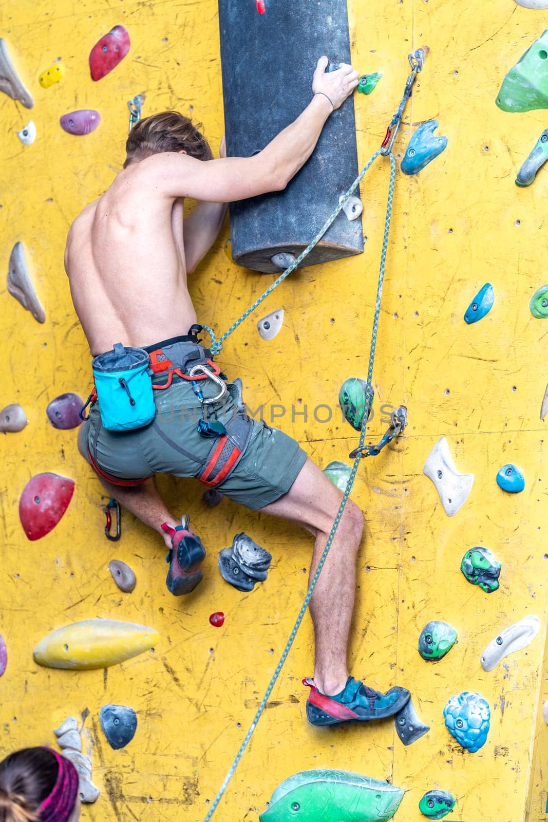 climbers on artificial climbing walls. High quality photo