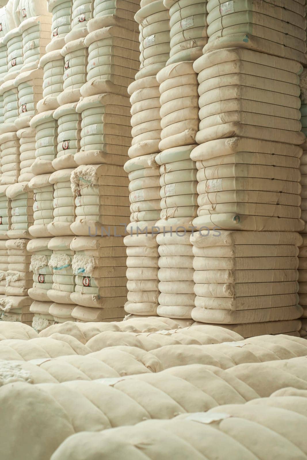 Store cotton bales. High quality photo