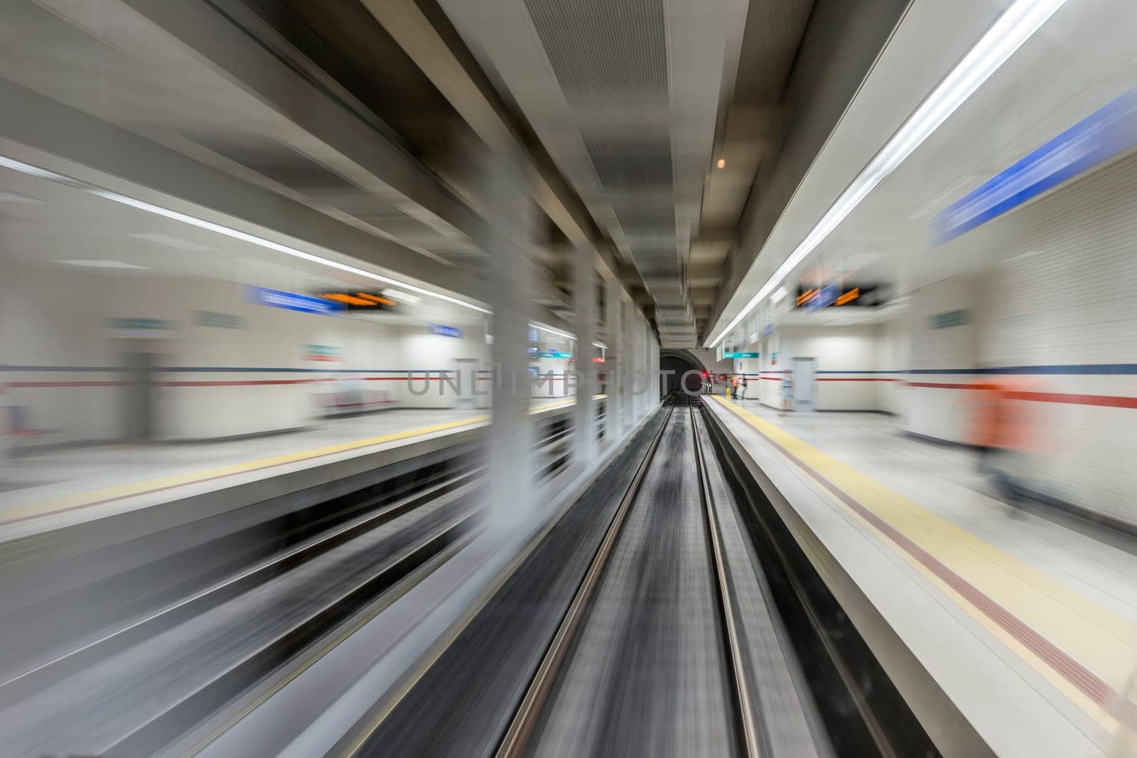 Underground train tunnel, blurred motion