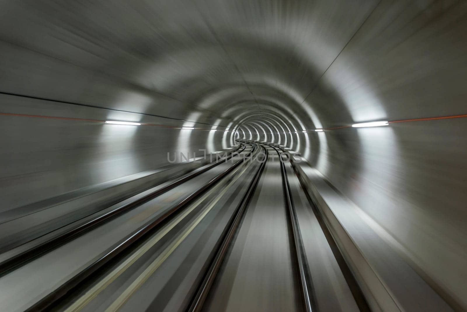 Underground train tunnel, blurred motion