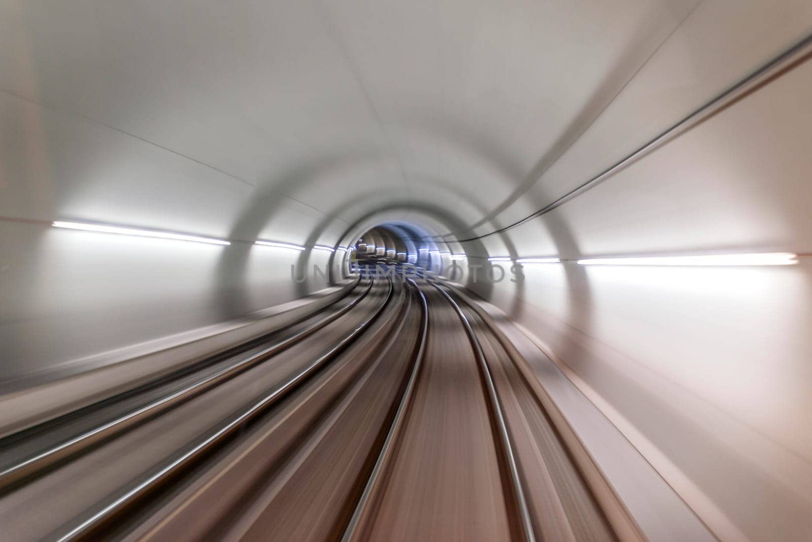 Underground train tunnel, blurred motion