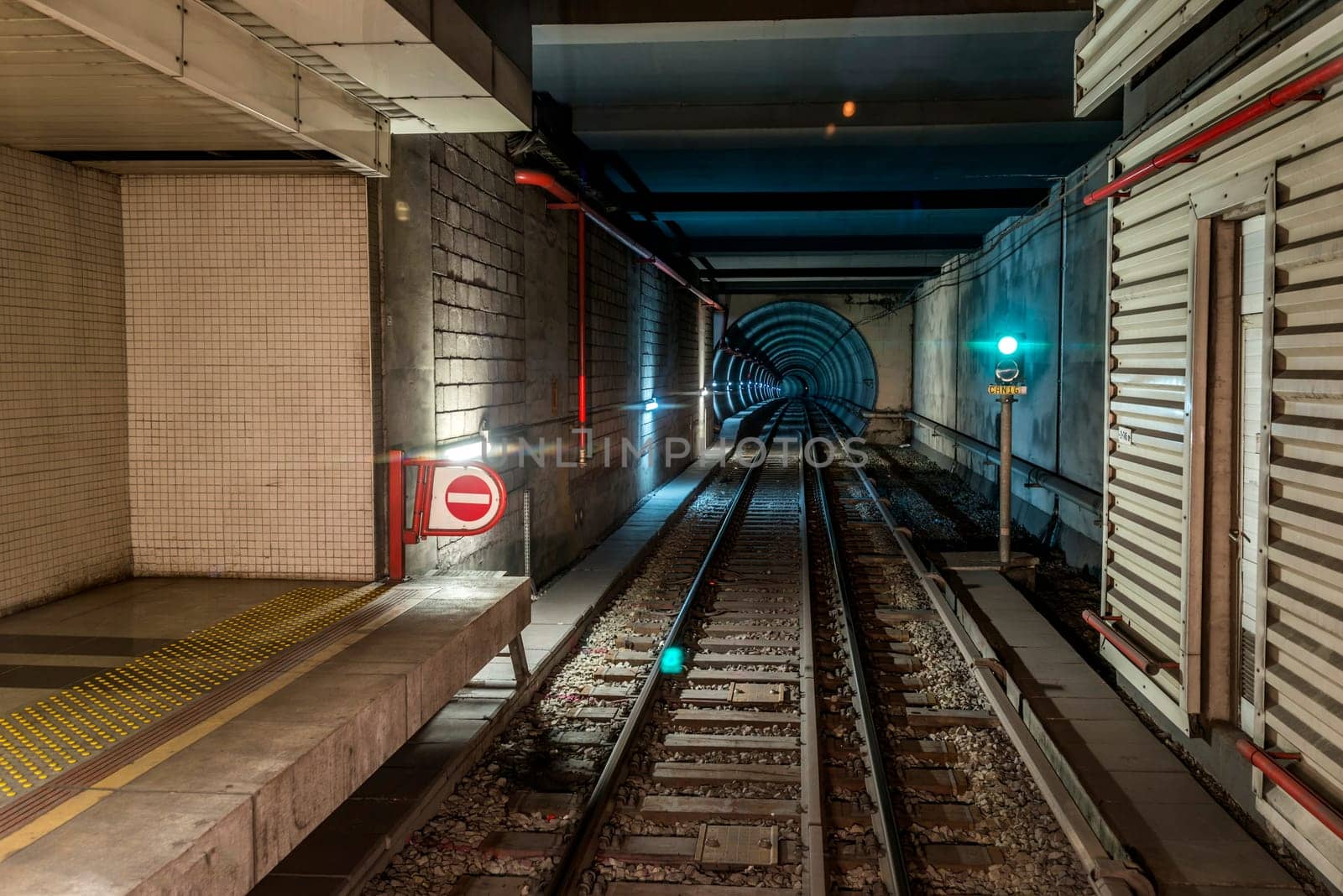 Underground train tunnel, blurred motion