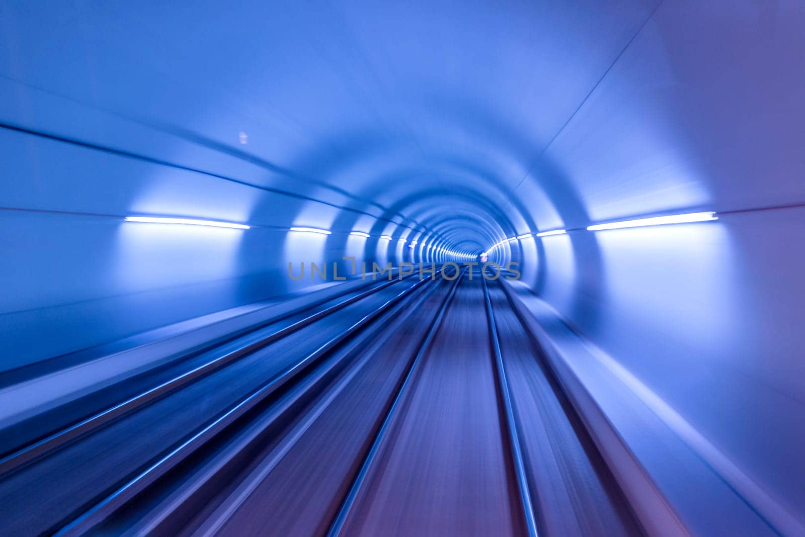 Underground train tunnel, blurred motion