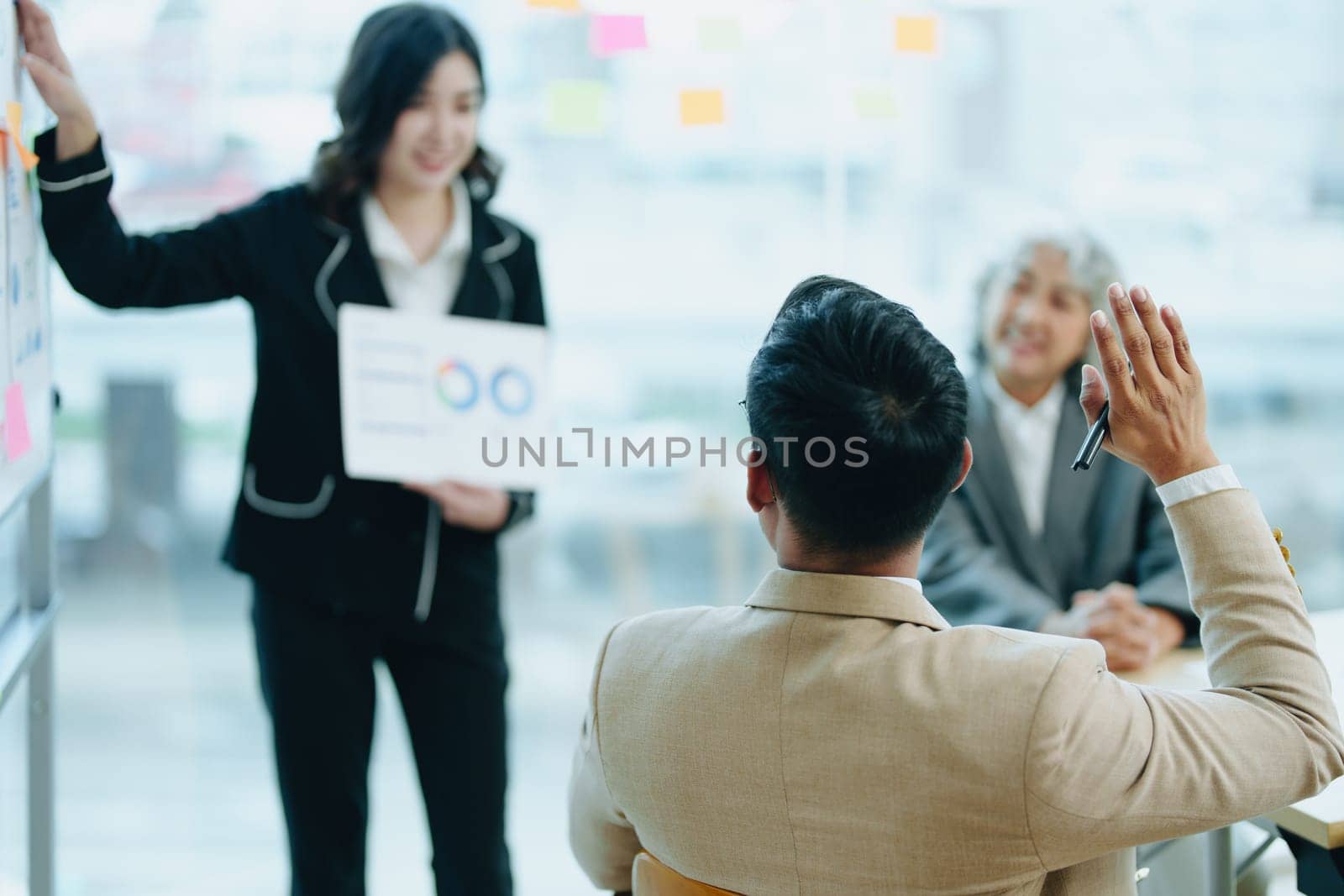 Asian entrepreneurs and business people meeting in a conference room in business planning, financial budget and investment risk assessment to analyze customer groups to increase company growth.