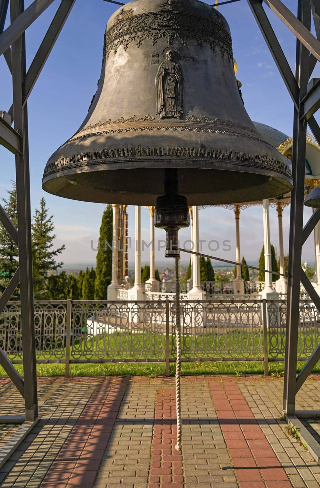 Early morning in the Pochaev Lavra, Ukraine. May 2021. view of the buildings and architectural structures by aprilphoto