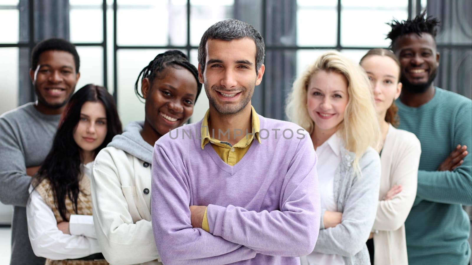 group of successful business people standing in the office
