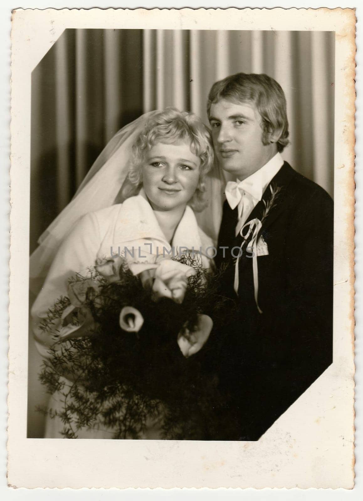 THE CZECHOSLOVAK SOCIALIST REPUBLIC - CIRCA 1970s: Vintage photo of newlyweds.