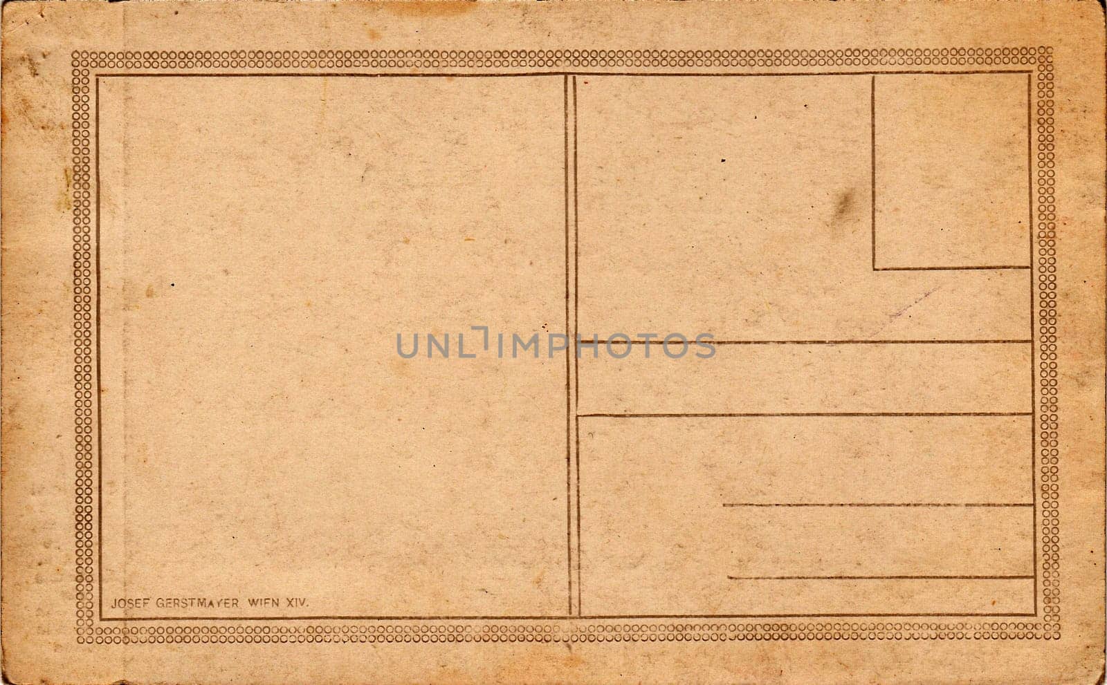 Back of a vintage photo - postcard. Rich stain and paper details. Can be used as background. by roman_nerud